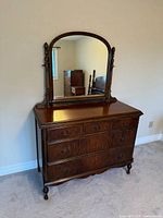 Front view dresser with mirror attached