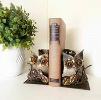 Full set with book between owl bookends