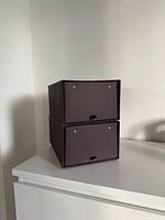 Two dark brown shoe drawer boxes stacked
