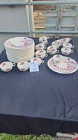 Full set of plates and cups displayed on table