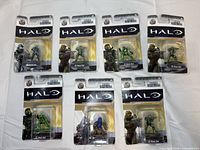 Seven sealed Halo Nano Metalfigs in packaging