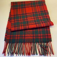 Folded plaid wool scarf showing overall pattern