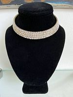 Front view of rhinestone choker on display bust