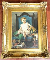 Full view of framed oil painting