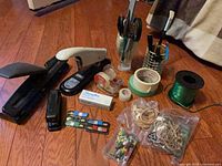 All items laid out on hardwood floor