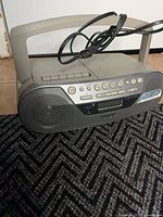 Full view of Sony CFD-S05 boombox with AC cord