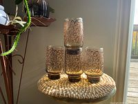 Four Libbey Prado Tawny tumblers stacked and grouped