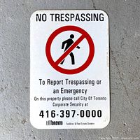 Front view of sign showing full text and graphics