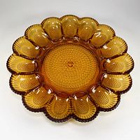 Top view of amber Indiana Glass deviled egg plate