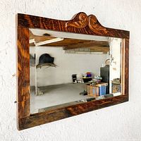 Front view of oak framed mirror