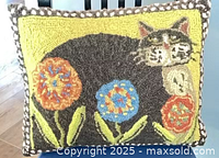 Close-up of cat decorative pillow front design