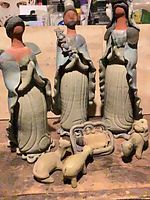 All six pottery nativity pieces together