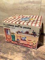 Closed box front view showing graphics and text