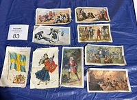 All nine tobacco silks arranged on table