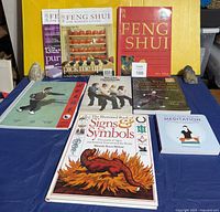 Overall lot showing all books, magazines and geode stones