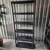 Front view of assembled 6-tier Blue Hawk shelving unit