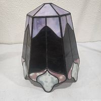 Front view of hexagonal stained glass lamp shade