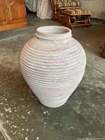Full view of plaster ribbed planter