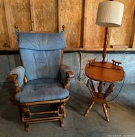 Overall shot showing chair and floor lamp table together