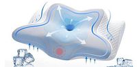 Marketing image showing contoured cervical pillow design