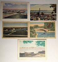 Group shot of all five vintage Toronto postcards