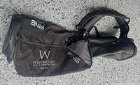 Full view of black Ping carry bag with Westmount embroidery