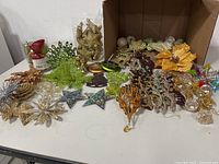 Entire assortment of ornaments spread on table