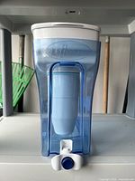 Front view of ZeroWater dispenser showing spigot, filter cartridge and lid