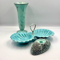 All three turquoise ceramic pieces grouped