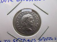 Obverse of Geta denarius in holder