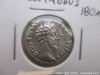 Obverse showing laureate head of Marcus Aurelius right