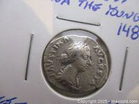 Obverse of silver denarius showing bust of Faustina II