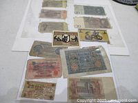 Overview of all 12 German banknotes in protective sleeves