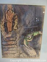 Framed lithograph close-up showing artwork detail and mat