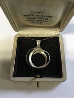 Pendant necklace displayed in branded jewelry box