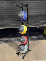 front view of rack with four balls