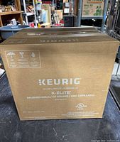 Front of sealed Keurig K-Elite cardboard box