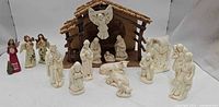 Full nativity scene with stable and figures