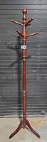 Full view of wood coat rack