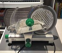 Full view of Primo electric meat slicer on countertop