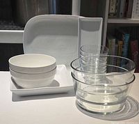 Group shot of all bowls and platters