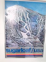 Front view of framed Sugarloaf USA ski trail poster