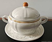 Tureen on underplate, full front view