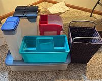 Group shot of all storage items showing arrangement and relative size