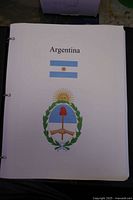 Album title page with Argentina flag and coat of arms