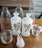 Group shot showing all eight glass items