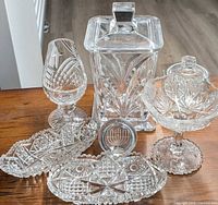 Group shot of all six cut crystal pieces