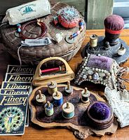 overview of entire sewing lot on table