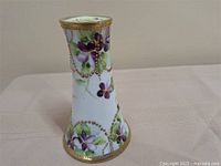 Full view of hand-painted porcelain hairpin holder