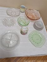 Group shot showing all glass and porcelain items